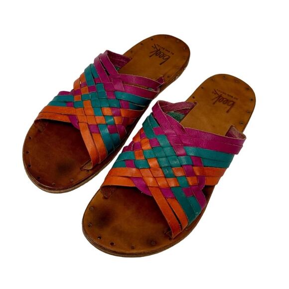Anthropologie BEEK Rainbow Swallow Slides Leather Sandal Size 7 - Picture 1 of 4